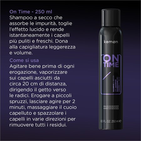 Kemon On Time Shampoo a Secco 250ml in Capelli