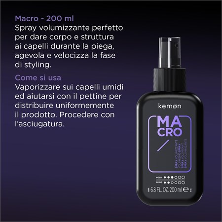 Kemon Macro Spray Volumizzante 200ml in Capelli