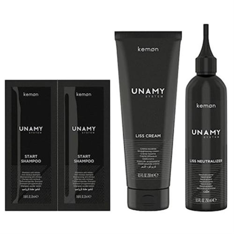 Kemon Actyva Kemon Actyva Kemon Unamy Kit Liss 540ml Start Shampoo 2x20 ml + Liss Cream 250ml + Liss Neutralizer 250m